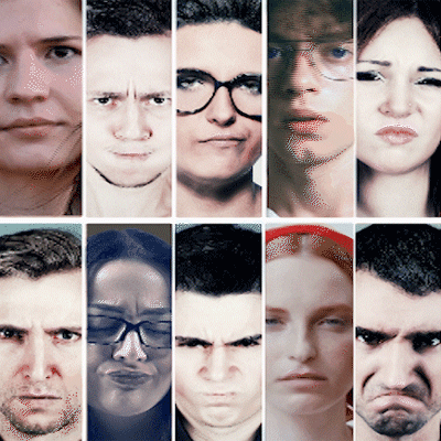 Resistance Employees and partners question everything<br />Ten people in two rows look at you with obvious reluctance.<br />Mouse-over text: The most natural thing in the world for me, for you, and for everyone else is to approach new things with caution. Most of the time, this caution is not just reserved but actively resisted. Why is that? The reasons are: you don't know something; you can't do something; you're not allowed to do something; you don't want to do something.<br />©Pathdoc, ©memephoto